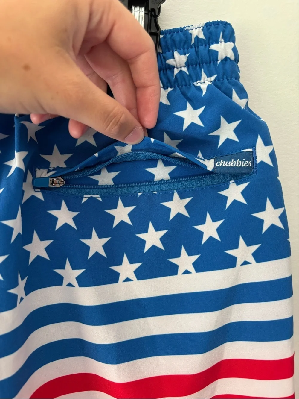 Chubbies American Flag Backyard BBQ 7 Inch Swim Trunk Red White Blue Stars